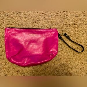 R. Riveter Naomi leather zipper clutch pouch berry
